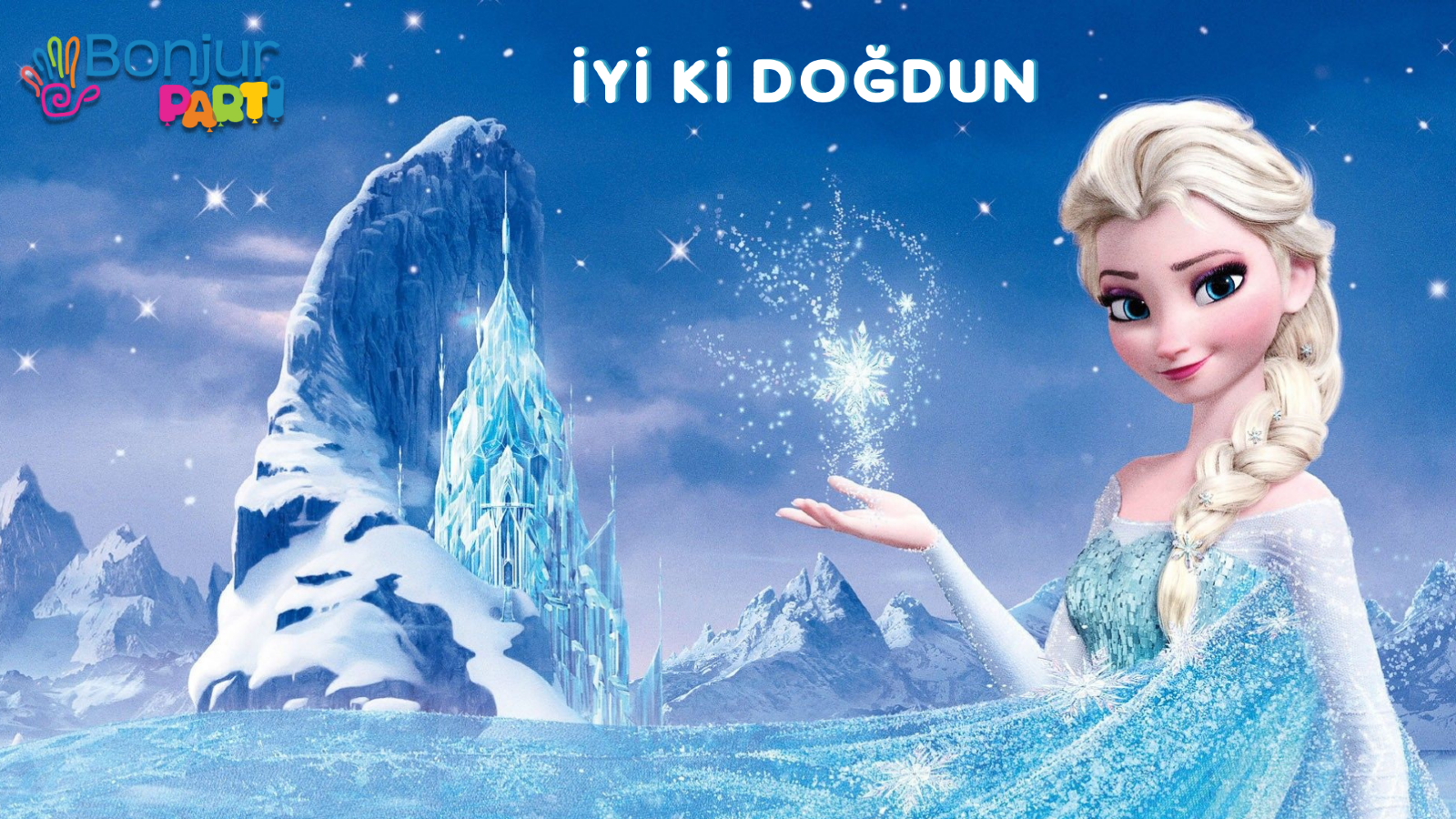 Frozen Elsa themed birthday screen design at Bonjur Party House